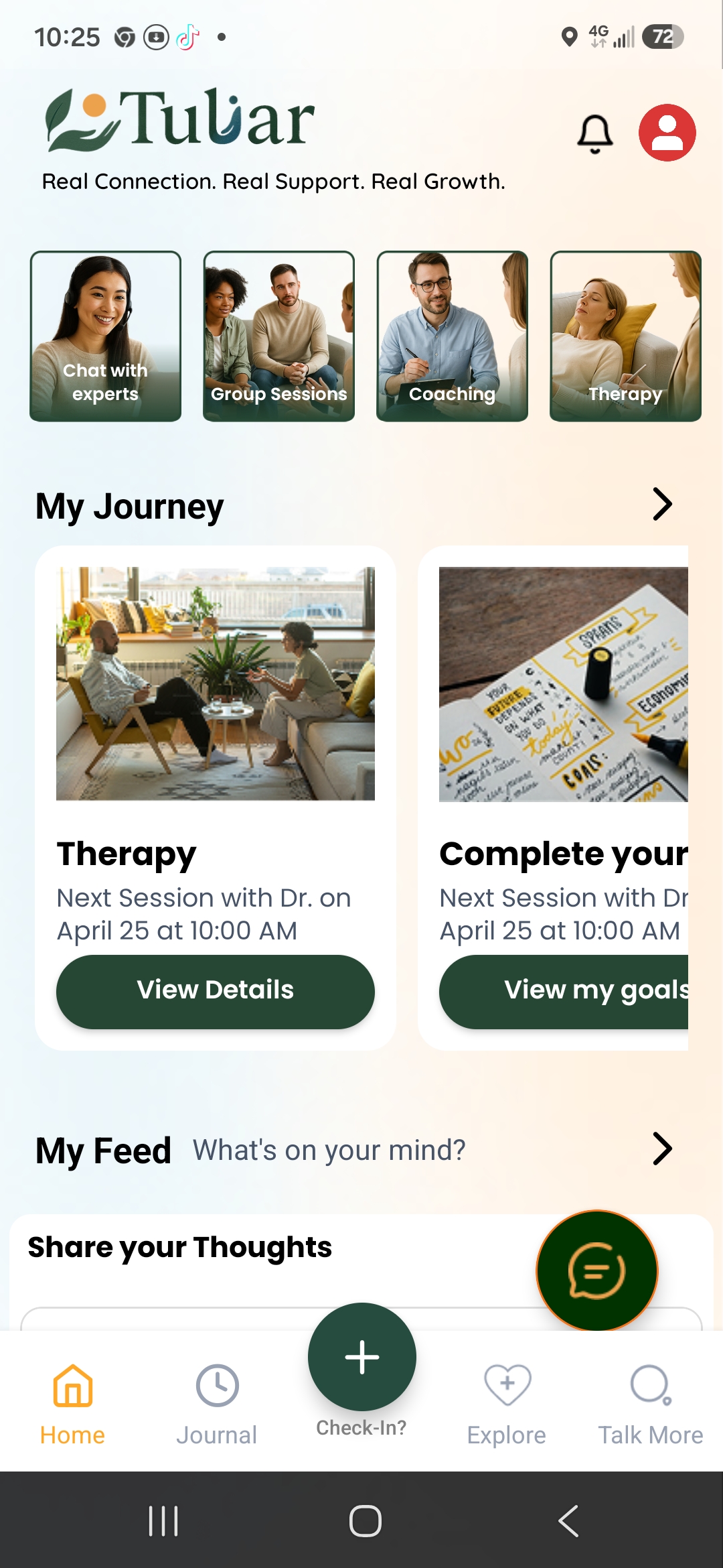 Tuliar client app home